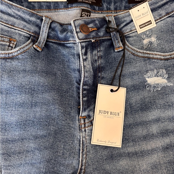 Judy Blue Blue Distressed High waisted Jeans 5/27 New with tags - Picture 5 of 10